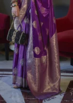 Berry Violet Banarasi Saree