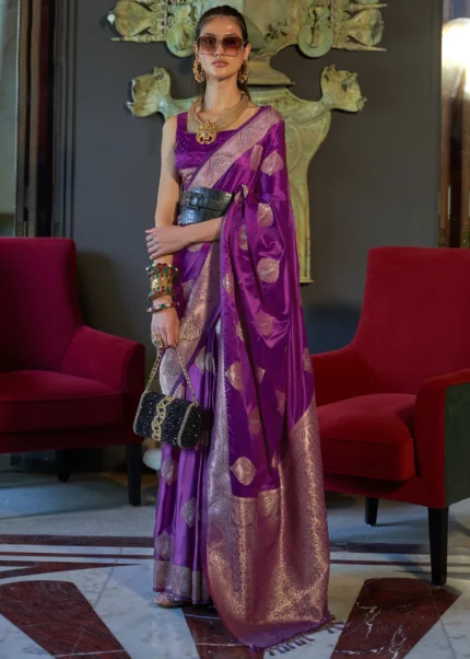 Berry Violet Banarasi Saree