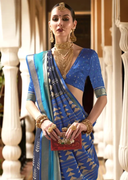 Blue Patola Silk Saree