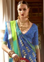 Teal Blue Patola Silk Saree