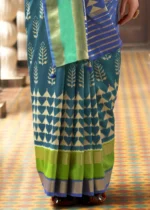 Teal Blue Patola Silk Saree