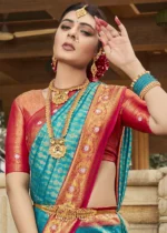 Blue & Red Kanjivaram Saree