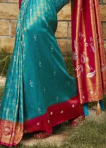 Blue & Red Kanjivaram Saree