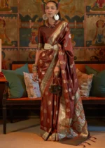 Chocolate Brown Banarasi Saree