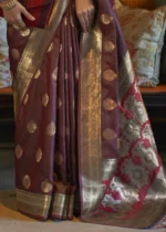 Coffee Maroon Banarasi Saree