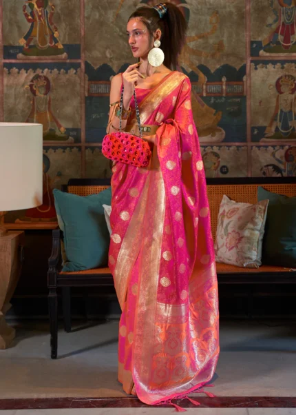 Fuchsia Pink Banarasi Saree