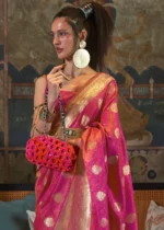 Fuchsia Pink Banarasi Saree