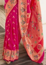 Hot Pink Paithani Silk Saree