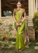 Lime Green Kanjivaram Saree