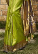 Lime Green Kanjivaram Saree