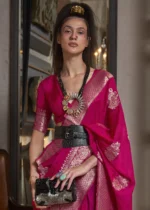 Magenta Pink Banarasi Saree