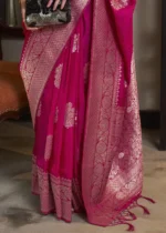 Magenta Pink Banarasi Saree