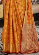 Marigold Orange Patola Silk Saree