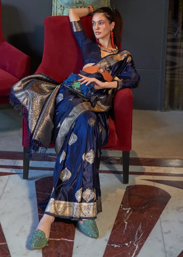 Medieval Blue Banarasi Saree