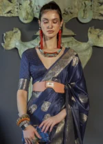 Medieval Blue Banarasi Saree