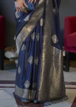 Medieval Blue Banarasi Saree