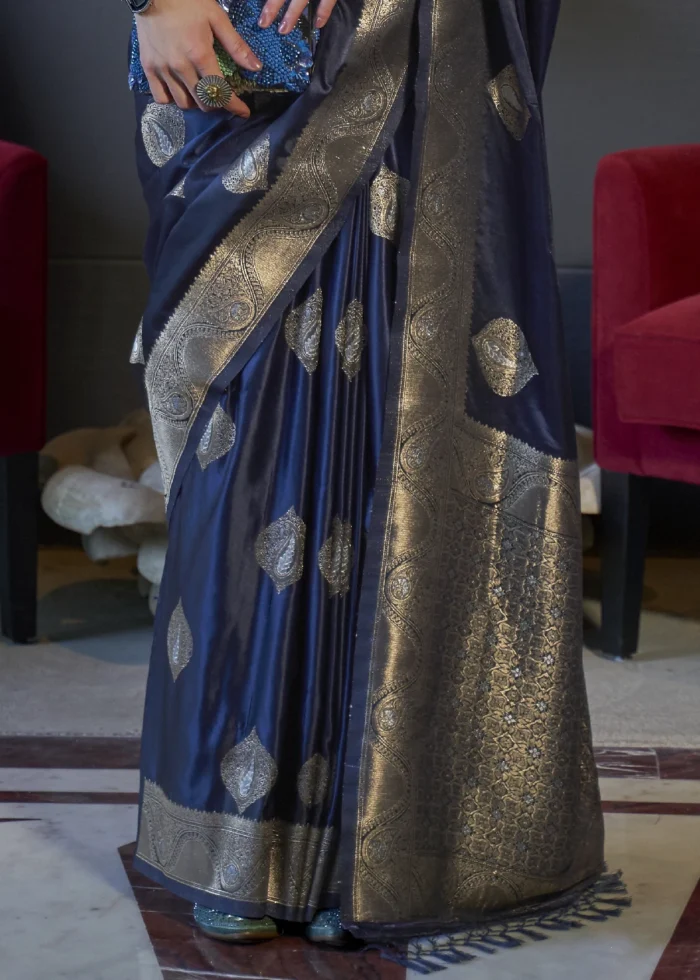 Medieval Blue Banarasi Saree