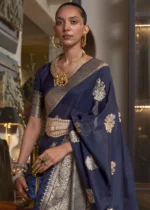 Navy Blue Banarasi Saree