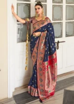 Navy Blue Paithani Silk Saree