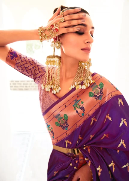 Orchid Purple Paithani Silk Saree