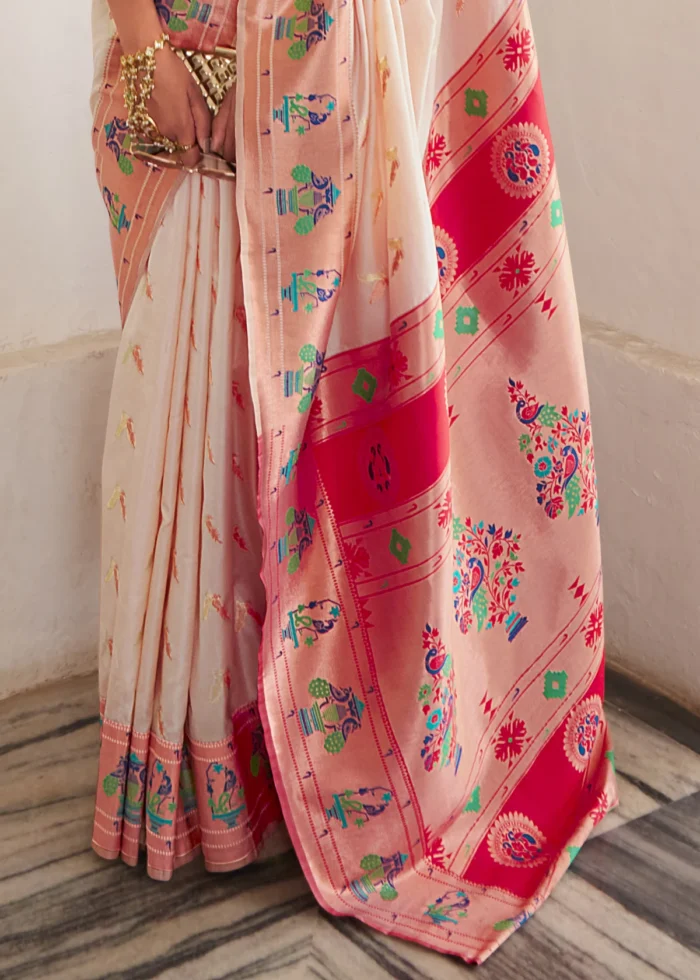 Pastel Pink Paithani Silk Saree