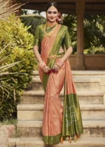 Peach & Green Kanjivaram Saree