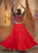 Red Lehenga Choli with Mirror Work