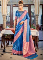 Sapphire Blue Banarasi Saree