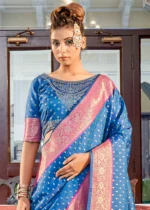 Sapphire Blue Banarasi Saree