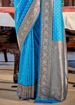 Sky Blue Banarasi Silk Saree