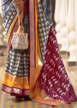 Slate Gray Patola Silk Saree