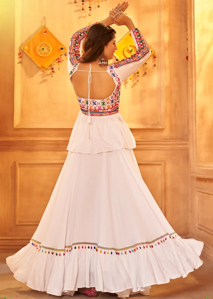 White Lehenga Choli with Mirror Work