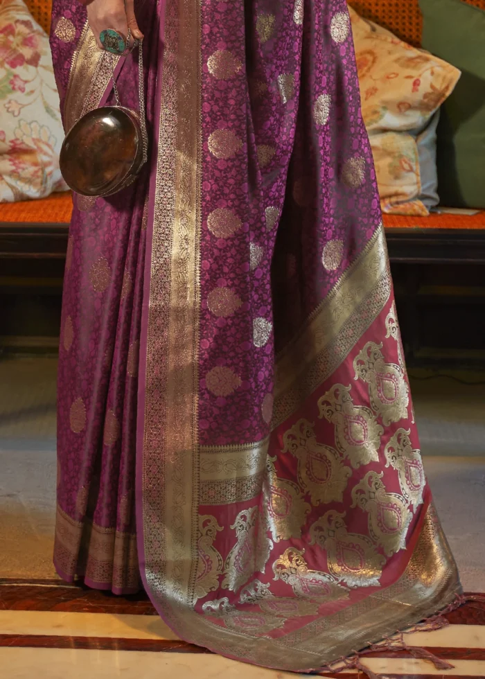 Wine Purple Banarasi Saree