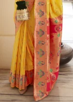 Yellow Paithani Silk Saree