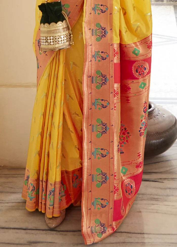 Yellow Paithani Silk Saree