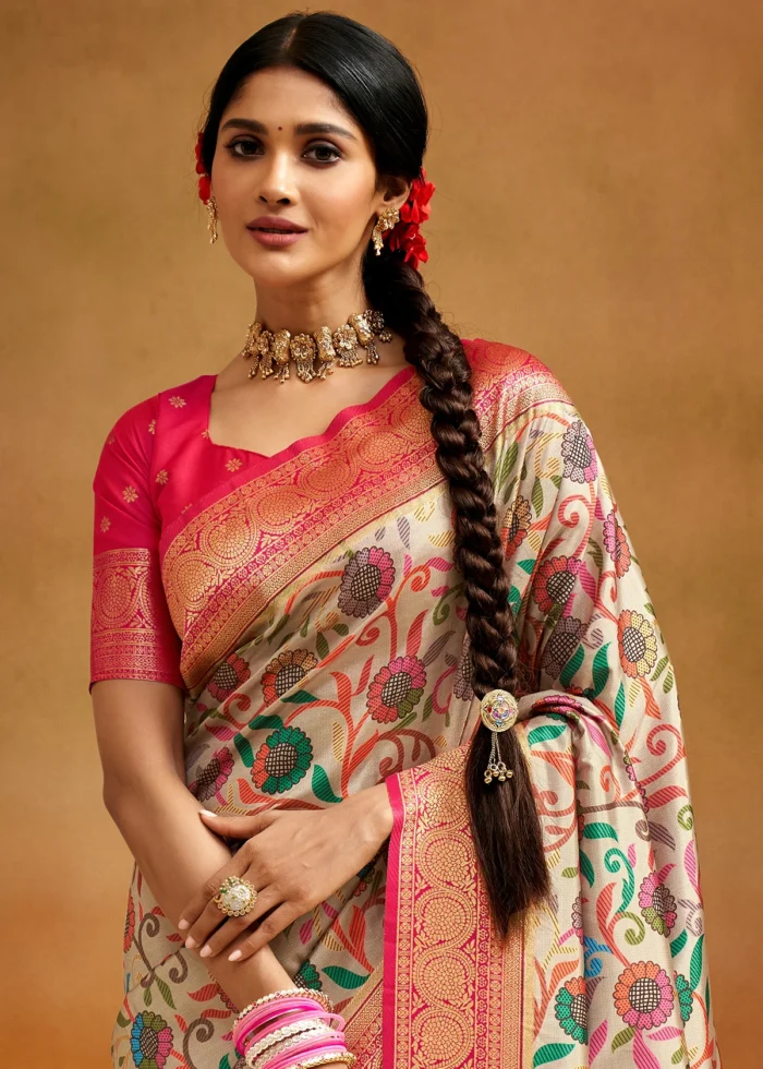 Almond Beige Banarasi Saree