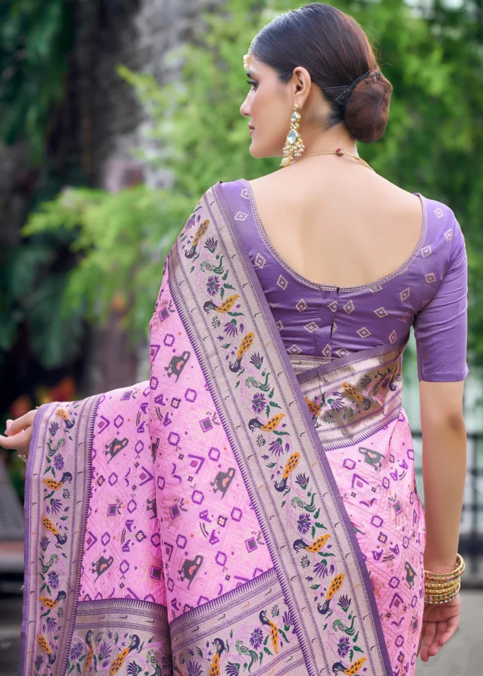 Baby Pink Paithani Silk Saree