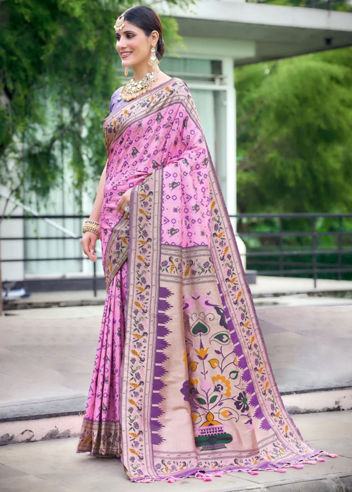 Baby Pink Paithani Silk Saree