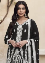 Black Palazzo Suit with Embroidery