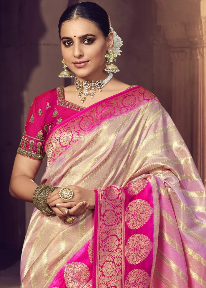 Blossom Pink Banarasi Saree