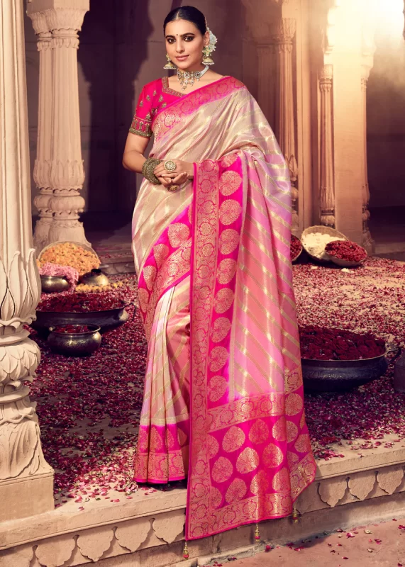 Blossom Pink Banarasi Saree