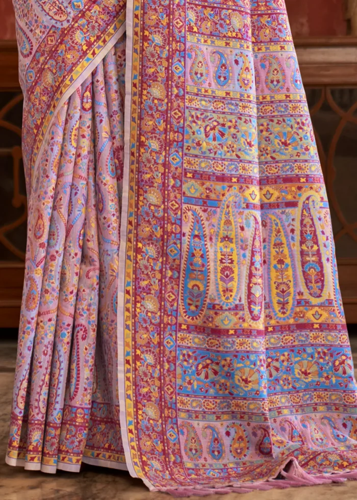 Blossom Pink Kashmiri Jamawar Saree