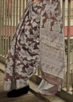 Brown Lucknowi Chikankari Saree