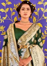 Dark Green Banarasi Silk Saree