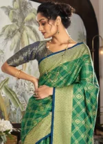 Dark Green Patola Silk Saree