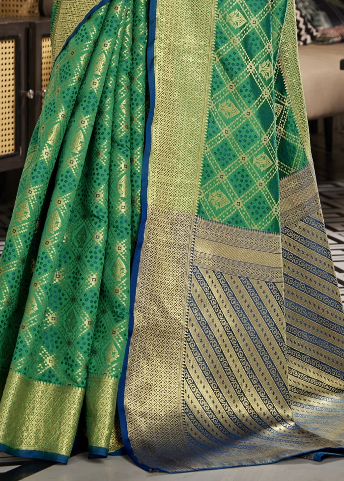 Dark Green Patola Silk Saree