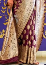 Dark Purple Banarasi Saree