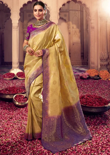 Golden Yellow Banarasi Saree