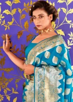 Horizon Blue Banarasi Saree