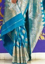 Horizon Blue Banarasi Saree